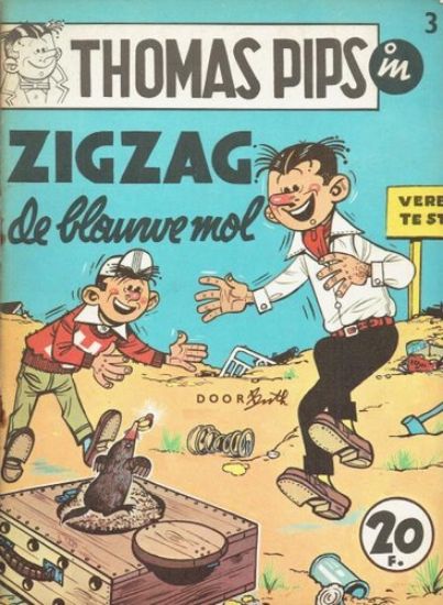 Afbeelding van Thomas pips #3 - Zigzag de blauwe mol - Tweedehands (HET VOLK, zachte kaft)