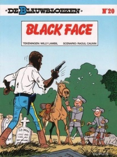 Afbeelding van Blauwbloezen #20 - Black face - Tweedehands (DUPUIS, zachte kaft)