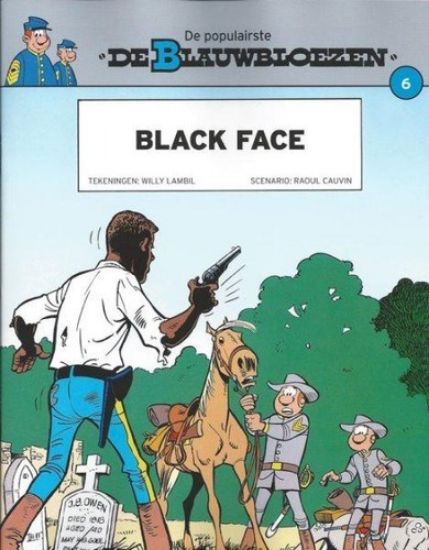 Afbeelding van Blauwbloezen laatste nieuws #6 - Black face - Tweedehands (DUPUIS, zachte kaft)
