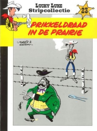 Afbeelding van Lucky luke stripcollectie laatste nieuws #23 - Prikkeldraad in de prairie - Tweedehands (LUCKY COMICS, zachte kaft)